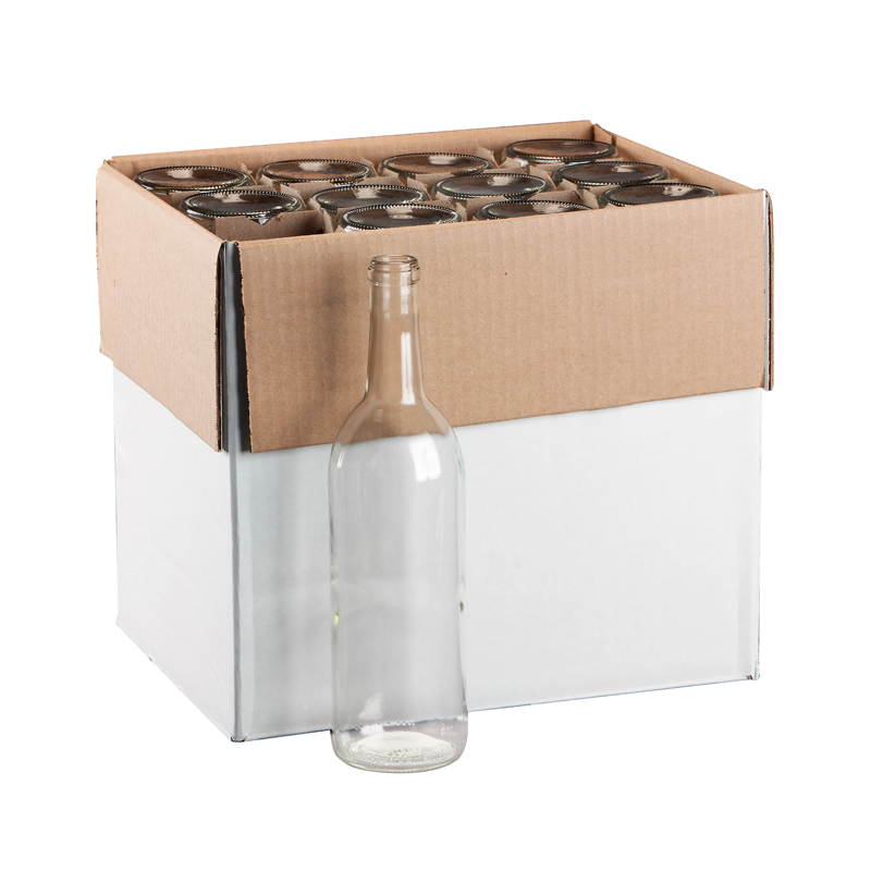 750 ml Clear Glass Claret/Bordeaux Bottles, 12 per case